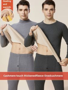 One-Piece Cashmere Heattech Intimates Mens Extra Thick Fleece Suit Dralon Autumn Clothes Long Pants Bottoming Heating Cotton Jersey Winter