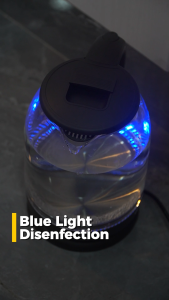Dreepor 2 Liters Fast Boiling Electric Heater Glass Kettle Blue Light Disinfection 1500W High Power