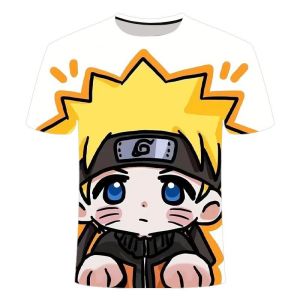 Bandai | 2026 Summer Q Version of Naruto Short Sleeve T-shirt Series of 3 D Printing Fashion Personality with Men and Women