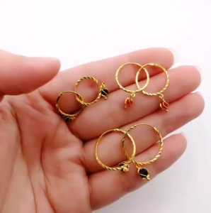 Subang Bulat Gantung Pelbagai Design Indian Emas 916 Yon Hing