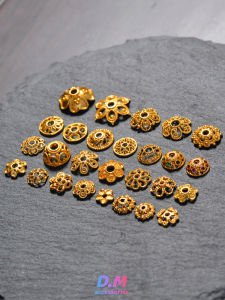 Traditional Gold Flower Base S925 Pure Silver Plated Gold Spacer Pad Crystal Bracelet DIY Accessories Beads Jewelry Parts