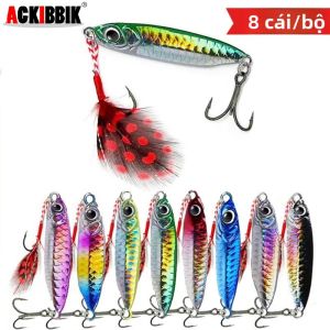 Bộ Mồi Câu Kim Loại Ackibbik 8 Chiếc 10g/30g Mồi Câu Jigging Nước Mặn Dành Cho Cá Mú Câu Jigging Bờ Biển Câu Cá Biển