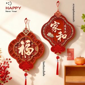 GUOQI | New Year Celebration Wall Hanging Painting Happy Luck Character Design For Entrance And TV Background