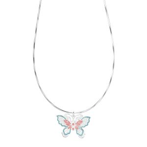 Elegant Butterfly Pendant Necklace Womens Fashion Jewelry Vintage Silver Alloy Lockbone Chain Fresh out Drop Epoxy Resin