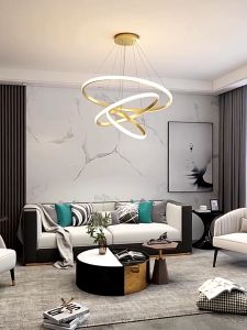 LED โคมไฟระย้า ไฟร้านอาหาร ไฟสามสี ทันสมัยและเรียบง่าย นอร์ดิก ห้องรับประทานอาหาร ห้องนั่งเล่น ห้องใต้หลังคา 3ห่วง ไฟติดเพดาน โคมฝังฝ้า โคมไฟแขวน จี้ไฟ โคมไฟเพดาน โคมเพดาน