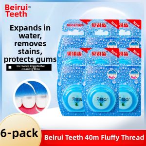 BEIRUICHI | Expandable Waxed Dental Floss for Stains & Plaque Portable 40m*6 Box