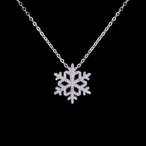 Original Design Natalie Snowflake Ice Crystal 925 Silver Clavicle Chain Necklace Womens Valentines Day Proposal Gift
