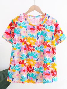 Womens Cotton Short Sleeve Round Neck T-shirt
