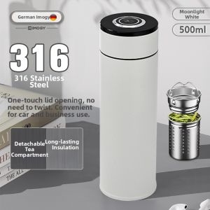 IMOGY | Mens Style Insulated Tea Cup One-Click Quick Open Water Bottle for Car and Business