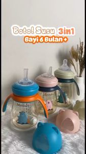 Momosee Botol Susu Bayi 3in1 PPSU Wide Neck Training Cup Dot Sippy Straw 240ml & 300ml BPA Free BB16