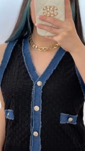 6143 Delisha Knit Vest Top Atasan Wanita Kasual Korean Style
