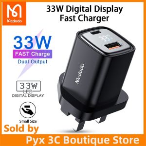 Mcdodo Bộ chuyển đổi Vương quốc Anh USB A + C Sạc 33W sạc siêu nhanh QC/Scp/Fcp/Afc Cho iPhone 11 12 13 14 Pro Pd 20W/Android Huawei Mate 20 30 Pro P 30 40 Pro 5A sạc siêu nhanh