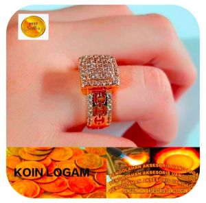 Cincin wanita model emas 24k anti karat koin logam 1991 ori tidak luntur elegan mewah keren terbaru
