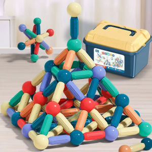 FENAFE【♥️BEST♥️】42/64/84/100/130pcs DIY Magnetic Building Blocks 3D Magnetic Sticks Blocks Magnetic Balls/Bend Bars/Long Bars/Short Bars Magnetic Building Block