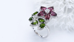 Lohaspie Jewelry Pure 6.8 Carat Solid Sterling Silver 925 Ring Original Natural Rhodolite Garnet Chrome Diopside Ring Real Garnet Stone Ring Garnet Stone Red Ring For Women Jewelry