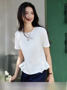 Vimly | Áo Thun Tay Ngắn Viền Xếp Ly