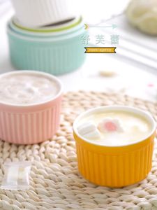 FinDee ถ้วยพุดดิ้ง สีสันแคนดี้ ชามเซรามิค ทนต่ออุณหภูมิสูง ถ้วยลายเซรามิก เครื่องใช้บนโต๊ะอาหาร Baking mold