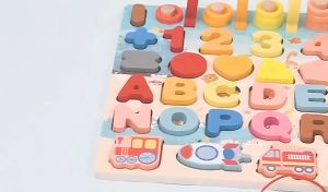 กระดานไม้เสริมพัฒนาการ 7in1 กิจกรรมในชุดเดียว นับเลข ตกปลา เสียบเสา เรียนรู้รูปทรง ตัวอักษร ของเล่นไม้ ของเล่นเด็ก