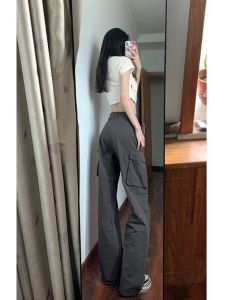 Quần Dài Ống Đứng Cạp Cao Phong Cách Mỹ Cho Nữ Mùa Hè Thiết Kế Dài Cao 175cm Apparent Mỏng Quần Dài Thường Ngày