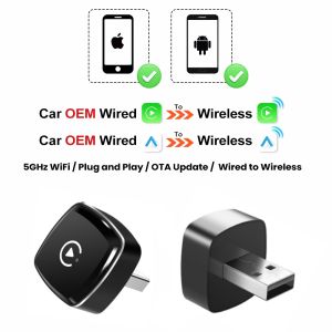 Wireless 2 in1 Carplay Adapter for iPhone Android Auto Wired to Wireless AI Box USB Connection For Volvo MG Kia Chery Toyota VW