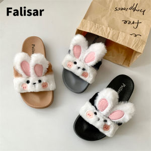 รองเท้าเเตะ แฟชั่นขนเฟอร์หูกระต่าย งานปักอย่างดี รูปร่าง 1768-4