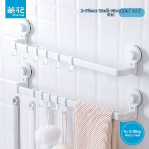 CHAHUA | Space-saving Bathroom Triangle Storage Rack Adhesive Wall Mount Broom Holder