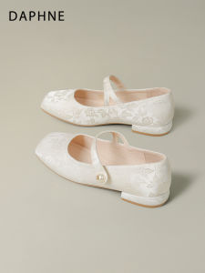 Daphne Flat Mary Jane Shoes Womens Low Heel Casual Style White Fashionable Spring Summer New Arrival Chinese National Style