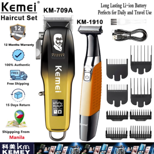 Kemei KM-709A/1910 Professional Yellow Hair Clipper Set Rechargeable Electric Mens Beard Razor For Haircut Original Kit