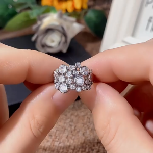 Galaxy Cluster Ring Irregular Full Pavé Zirconia Band Artistic Light Luxury Statement Ring for Women