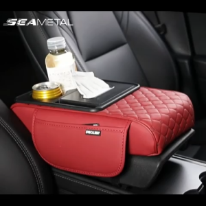 SEAMETAL 5 In 1 Car Armrest Storage Box Car Center Console Organizer With Cup Holder Armrest Storage Organizer Box Arm Rest For Car SUVs Trucks