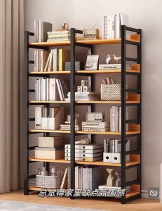 Comes Library Steel Bookshelf 2 Rows 5 / 6 Layer Floor-To-Ceiling Storage Shelf Simple Multi Layer Bookcase Storage Rack