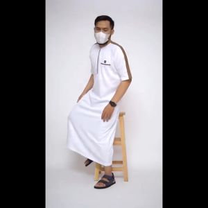 KHOIRUMMAH Jubah Ummah Dewasa | Gamis Pria | Jubah Polos Lengan Pendek | White