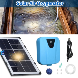 Solar Powered/Dc Charging Oxygenator Water Pump Pond Aerator 1 Air Stone Aquarium 2l/Min Oxygenator Water Oxygen Pump Aquarium Fish Tank Portable Mini Air