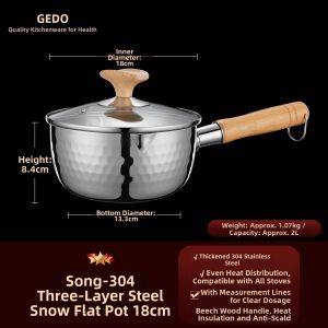 GEDO | Non Stick 304 Stainless Steel Baby Friendly Cookpot