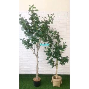 Tanaman Artificial Pohon Plastik Kacang T130 & T170 Latex Cover Pot Anyaman Purun Handle Dekorasi Apartemen