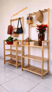 Kệ Giày Dép Đa Nằng Kết Hợp Giá Treo Đồ Đa Năng Gỗ Tự Nhiên Cứng Cáp Chắc Chắn Chịu Lực Tốt (Loại 1)