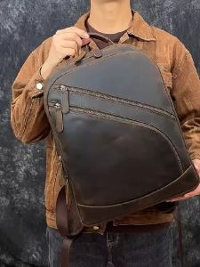 Tas Ransel Kulit Crazy Horse Premium Berkapasitas Besar Dengan USB