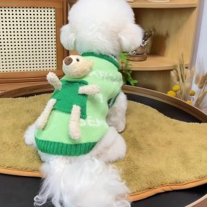 Cute Knitted Dog Sweater Vest Small Puppy Winter Clothes Pet Sweatshirt Ball Design Casual Style Machine Washable Universal Dog