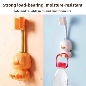 No-Drill Shower Head Holder Duck Shape Bathroom Accessories Adjustable Spray Head Bracket Fixed Base Shower Arm Support