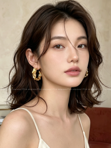 PINK EMPRESS | Bông Tai Thiết Kế Nếp Nhăn Vàng Bất Quy tắc