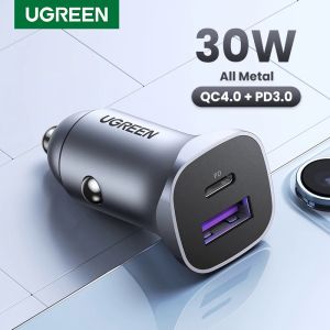 Ugreen Car Charger Type C Fast Charging USB for iPhone 15 14 14 Xiaomi Car Charging Quick 4.0 3.0 Mobile phone Charger PD Charger