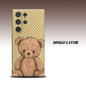 Vintage Beige Polka Dot Bear For Samsung Galaxy S26 S25 S24 A56 A36 Dual Layer Luxury Fashion Full Lens Protective Case
