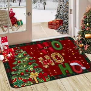 VIKAMA Christmas Tree Pattern Rug Bedroom Living Room Hallway Entrance Door Mat Soft Comfortable Floor Mat Home Decor