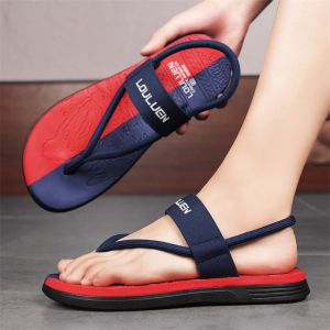 Red Sporty Water-Resistant Slippers for Men Summer Outdoor Casual Slip-On Shoes Anti-Slip Soft Bottom Sandals Driving Shoes