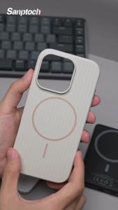 Sanptoch เคสโทรศัพท์ซิลิโคนลายทางสำหรับ iPhone 16 / 15 / 14 Pro Max ขอบนิ่ม + ฝาหลังแข็งสำหรับ iPhone 16 Pro Max เคสกันกระแทกกันกระแทกระดับทหาร