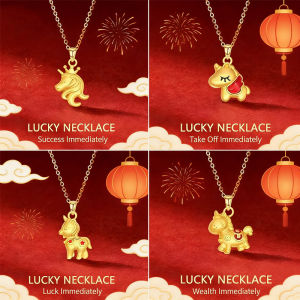 Vòng cổ con giáp ngựa dễ thương 2026 năm mới Ngựa Vàng May Mắn Mặt dây chuyền Lễ Hội Mùa Xuân Trung Quốc quà lưu niệm
