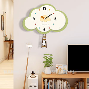 Đồng Hồ Tròn Treo Tường Hình Đám Mây Sáng Tạo Cho Phòng Trẻ Em Phòng Khách Bàn Ăn Trang Trí Nhà Bằng Gỗ Mặt Dây Chuyền Bằng Bột Trung Tính