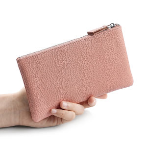 Womens Top Grain Leather Wristlet Clutch Phone Holder Long Wallet Purse Zipper Hand Bag