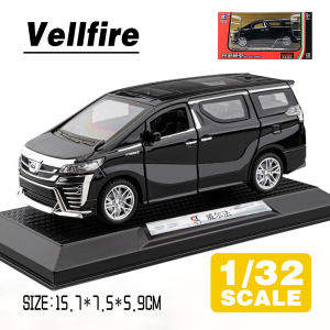 LEO 1:32 Toyota Vellfire MPV Metal Alloy Toys Car Model Diecast Vehicle For Boys Kids Simulation Sound Light Effect Gift Hobbies Collection