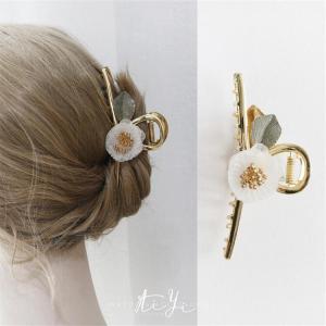 กิ๊บติดผมลายดอกไม้สไตล์ฝรั่งเศสขนาดใหญ่สำหรับเจ้าสาว ดีไซน์เรโทร สไตล์สัตว์ฉลาม ชิ้นส่วนผมแบบสวมทับ